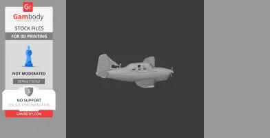 A 3D model of a Beechcraft T-34 Mentor aircraft for 3D printing, shown in gray scale.
