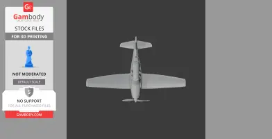 Top view of a 3D model of Beechcraft T-34 Mentor aircraft, designed for 3D printing.
