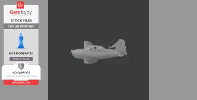 3D model of a Beechcraft T-34 Mentor aircraft, side view, for 3D printing.