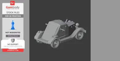A 3D model of a vintage D-8 armored car for 3D printing, featuring detailed wheels and turret.