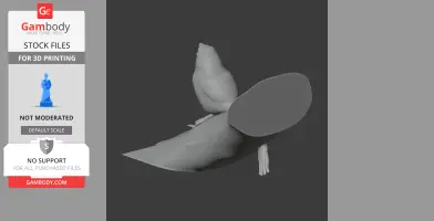A 3D model of a bird perched on a branch, designed for 3D printing.