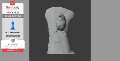 3D model of a bird perched on a rock-like structure, designed for 3D printing.