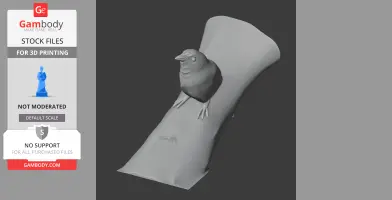 3D model of a Bachman's sparrow perched on a curved surface, designed for 3D printing.