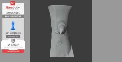 3D model of a bird emerging from a cylindrical surface, designed for 3D printing.