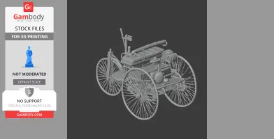 3D model of the Benz Patent-Motorwagen with intricate details for 3D printing.