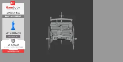 3D model of the Benz Patent-Motorwagen, viewed from the front, showing intricate engine details.