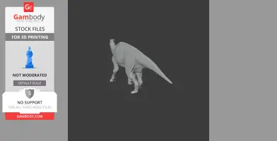 Gray 3D model of a Bactrosaurus dinosaur, facing left, with defined limbs and tail.