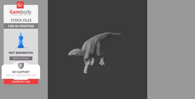 3D model of a Bactrosaurus dinosaur, positioned on its hind legs for 3D printing.
