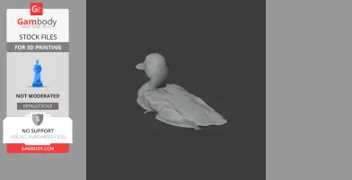 3D model of a Baer's pochard duck in a seated position, suitable for 3D printing.