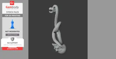 A 3D model of a snake with an open mouth wrapped around a skull for 3D printing.