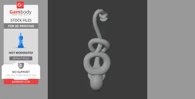 A 3D model of a stylized snake forming a loop, suitable for 3D printing.