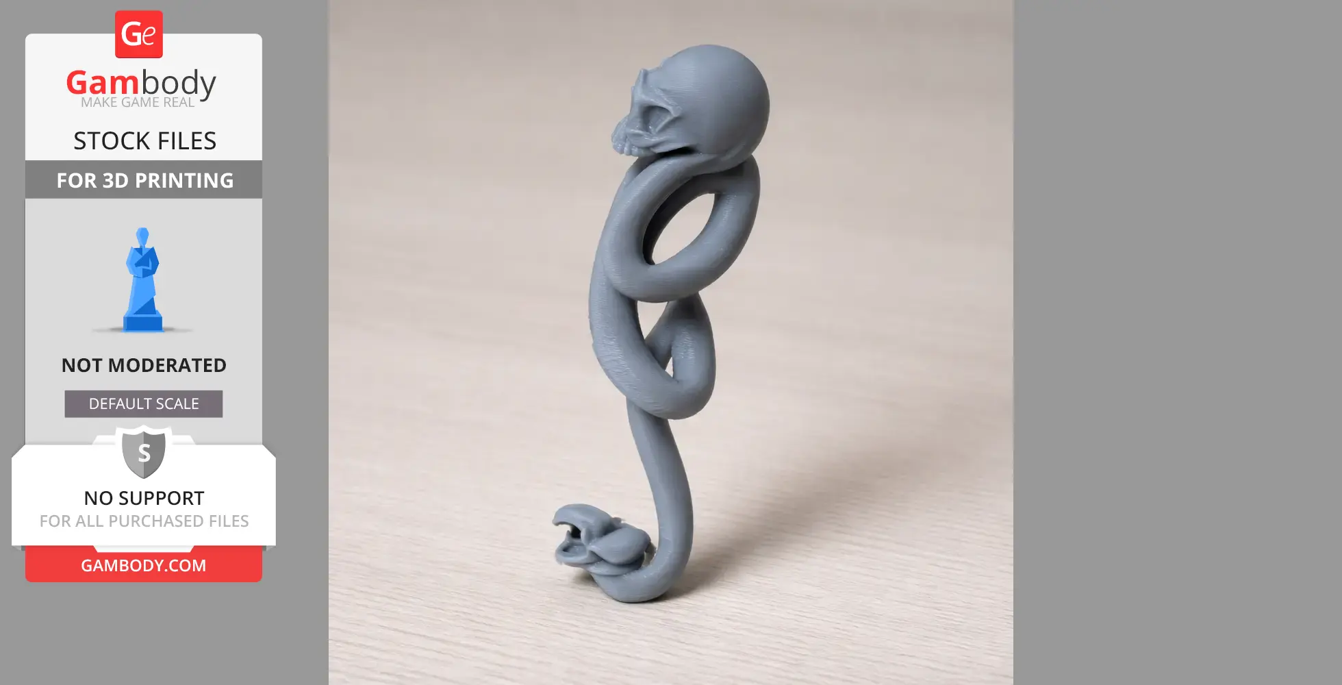 A 3D model of a serpent coiled around a skull, inspired by the Death Eater symbol.