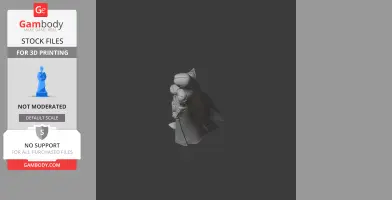 A detailed figure of a character in armor with a cloak, likely a warrior, suitable for 3D printing.