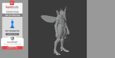 Insect-like humanoid figure with wings, wearing detailed armor and holding a fierce pose.