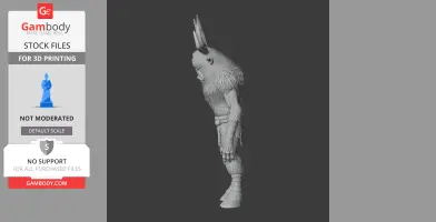 Detailed 3D print model of Deerclops character from Terraria, with fur and antlers. Side view.