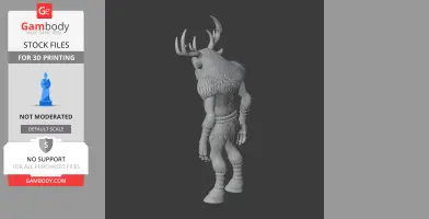 A 3D model of Deerclops from Terraria, featuring antlers, fur, and muscular limbs.