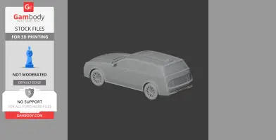 A gray 3D model of a car from Cyberpunk 2077 on a dark background, shown from the rear side.