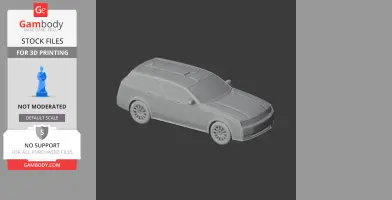 A 3D model of a futuristic car, viewed from above, designed for 3D printing.
