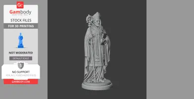 Devotional statue of Saint Alexander Sauli holding a staff and book, designed for 3D printing.