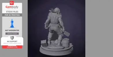 Grotesque humanoid figure with spikes and tools on a detailed round base, ready for 3D printing.