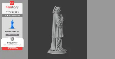 A devotional statue of Saint Aloysius Gonzaga in prayerful pose with detailed robes, suitable for 3D printing.