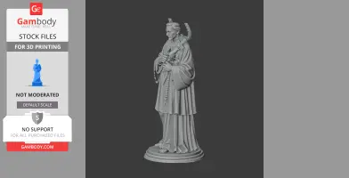 A highly detailed statue of Saint Aloysius Gonzaga holding a cross and rosary, designed for 3D printing.