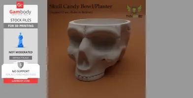 A 3D skull-shaped candy bowl or planter with a smooth, detailed design.