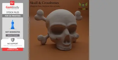A 3D-printed skull and crossbones model, textured in cream color, designed for Halloween themes.
