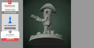 Cowboy figure with hat, mask, and shotgun on a detailed base, designed for 3D printing.