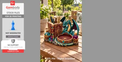 A detailed turquoise dragon desk organizer with a book, pens, and decorative stones.