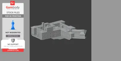 A detailed 3D model of Aske Hall architecture, designed for 3D printing, displayed on a dark background.