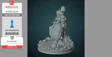 A detailed 3D figure of Sweetheart from Omori with ornate dress, standing on a decorative base with objects.