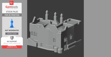 A detailed 3D model of Aydon Castle with chimneys, arches, and textured walls for 3D printing.