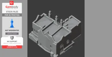 3D model of Aydon Castle, showcasing its detailed architectural structure with chimneys and windows.