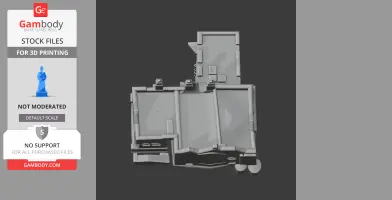 Top-down view of a gray 3D model depicting Aydon Castle floor plan for 3D printing.