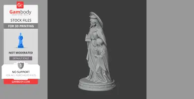 A detailed 3D statue of Saint Anne with a child, holding books, on an ornate base for 3D printing.
