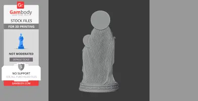 A draped statue with a floral base, featuring two circular heads, designed for 3D printing.