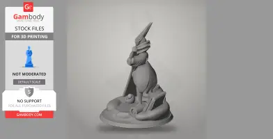 A detailed 3D model of a character from Hollow Knight, standing on a decorative base, designed for 3D printing.