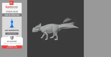 3D model of Bagaceratops, a prehistoric dinosaur, designed for 3D printing, shown from the side.