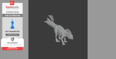 3D model of a Bagaceratops dinosaur, standing with a frilled head and tail spikes, for 3D printing.