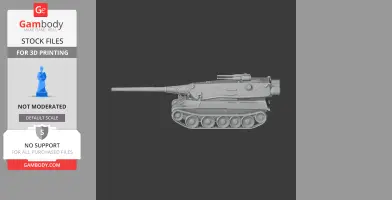 3D model of the AMX M4 54 tank, side view, showing detailed tracks and turret.