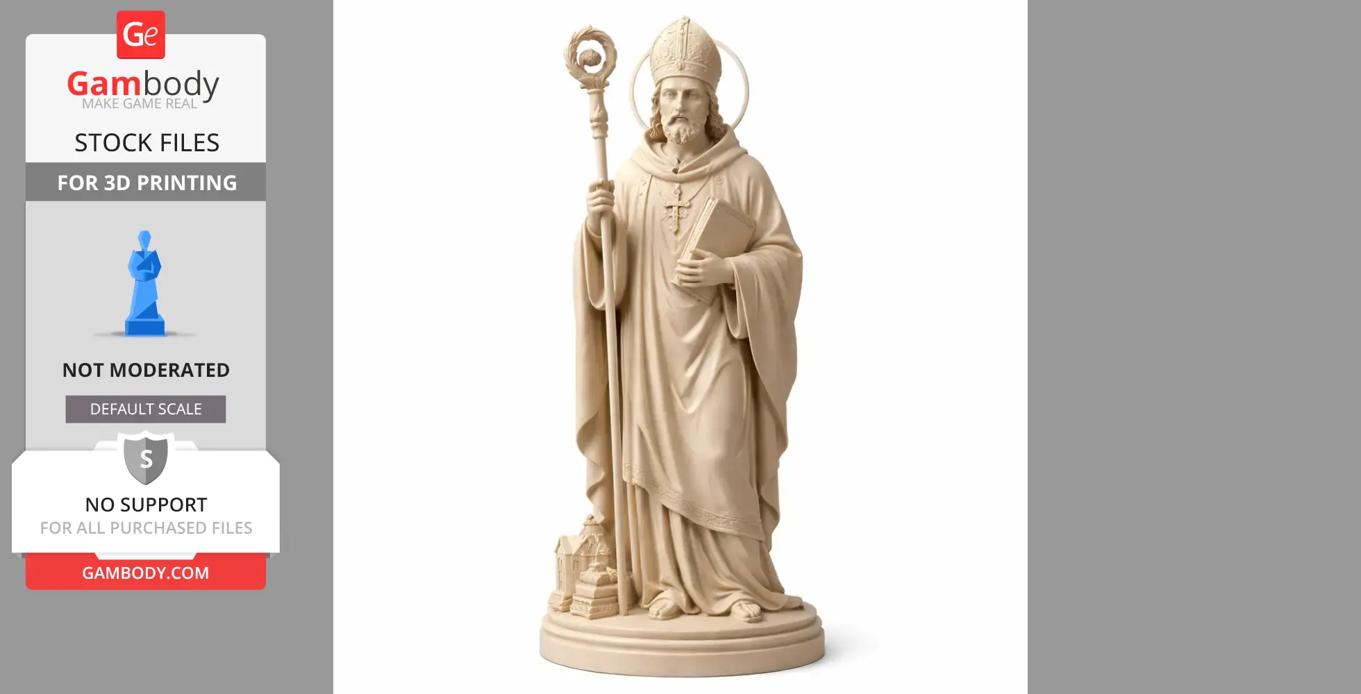 Saint Ansegisus - Devotional Statue - STL 3D Print