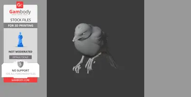 3D model of a Bahama mockingbird with detailed feathers, perched position, for 3D printing.
