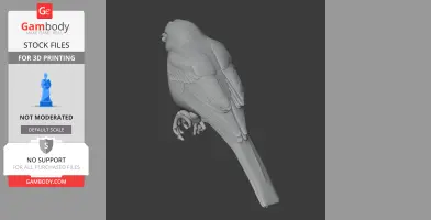 3D model of a Bahama mockingbird perched, designed for 3D printing, showing detailed feathers and talons.