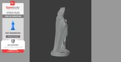 A draped statue wearing a halo and holding a book, likely representing Saint Anselm of Lucca.