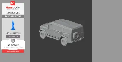 3D model of a rugged, six-wheeled armored vehicle, designed for 3D printing.