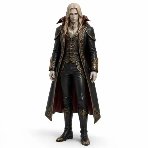 A detailed vampire character model in ornate attire, designed for 3D printing.
