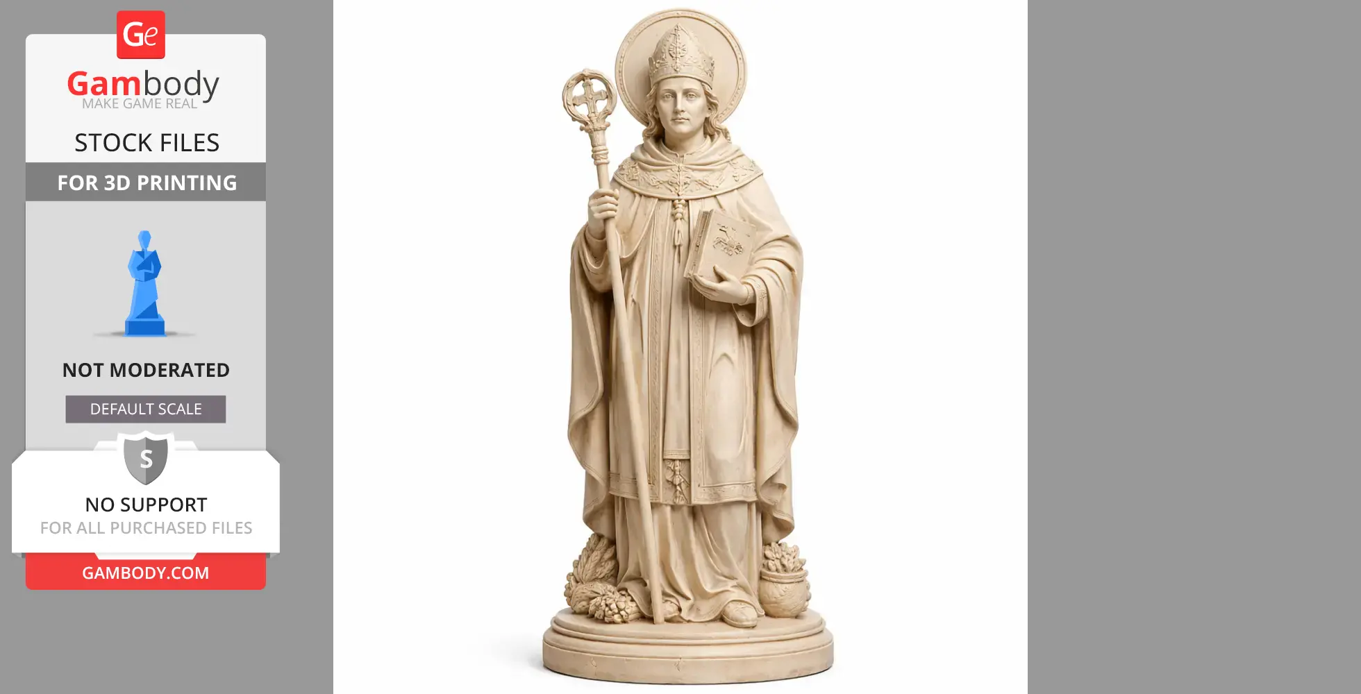 Saint Ansovinus - Devotional Statue - STL 3D Print