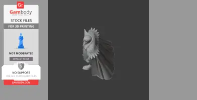 Armored figure with ornate helmet and cape, designed for 3D printing.