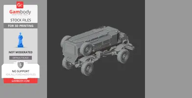 Detailed 3D model of a Casspir military vehicle with visible tires and armored body, designed for 3D printing.